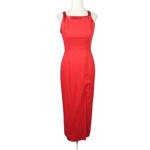 Vintage 90s CDC red square neck strappy midi cocktail dress 2P